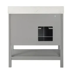 Kirkland's Home Bathroom Furniture-Foster Wood Backsplash Sink Vanity