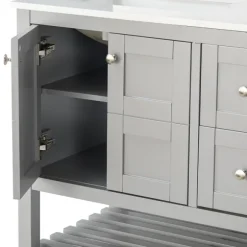 Kirkland's Home Bathroom Furniture-Foster Wood Backsplash Sink Vanity