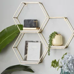 Kirkland's Home Shelves-Frame Marble Honeycomb Wall Shelf