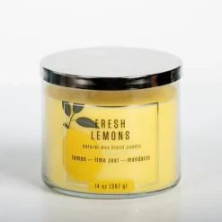 Kirkland's Home Candles-Fresh Lemons 14 Oz. Triple Wick Jar Candle