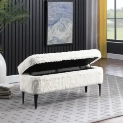 Kirkland's Home Benches & Ottomans-Fur Storage Bench