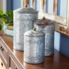 Kirkland's Home Decorative Bowls & Jars-Galvanized Metal Lid 3-Pc. Decorative Jar Set