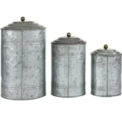 Kirkland's Home Decorative Bowls & Jars-Galvanized Metal Lid 3-Pc. Decorative Jar Set