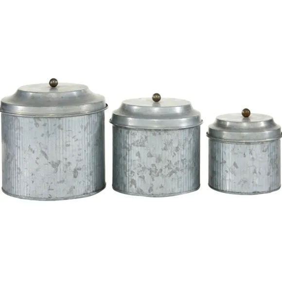 Kirkland's Home Decorative Bowls & Jars-Galvanized Metal 3-Pc. Decorative Jar Set