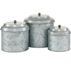 Kirkland's Home Decorative Bowls & Jars-Galvanized Metal 3-Pc. Decorative Jar Set