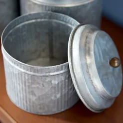 Kirkland's Home Decorative Bowls & Jars-Galvanized Metal 3-Pc. Decorative Jar Set