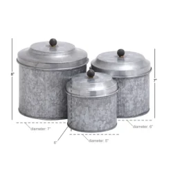 Kirkland's Home Decorative Bowls & Jars-Galvanized Metal 3-Pc. Decorative Jar Set