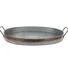 Kirkland's Home Decorative Trays-Galvanized Metal Tray With Rust Trim