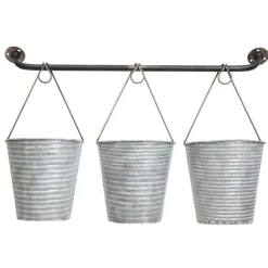 Kirkland's Home Wall Storage-Galvanized Silver Bucket Wall Planters