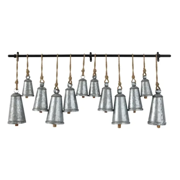 Kirkland's Home Decorative Accents-Galvanized Triangle Bells Wall Plaque