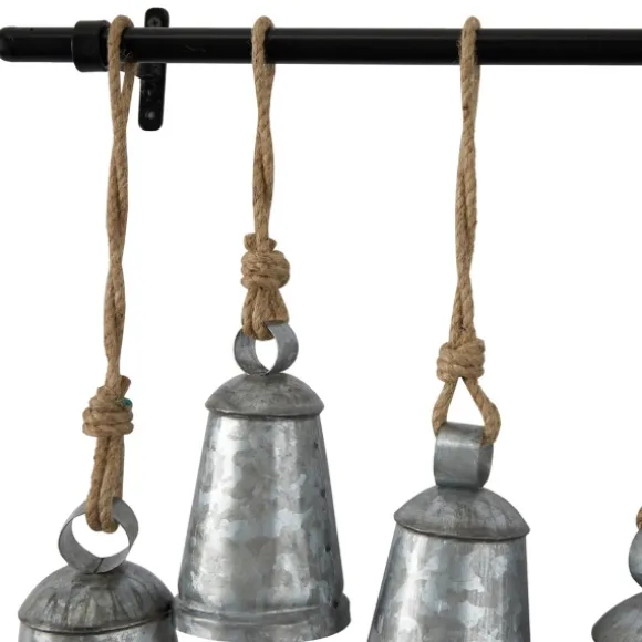 Kirkland's Home Decorative Accents-Galvanized Triangle Bells Wall Plaque