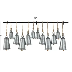 Kirkland's Home Decorative Accents-Galvanized Triangle Bells Wall Plaque