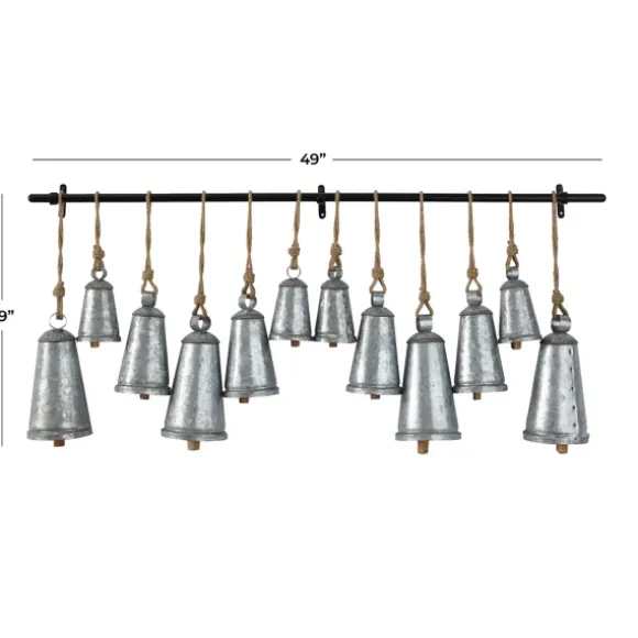 Kirkland's Home Decorative Accents-Galvanized Triangle Bells Wall Plaque