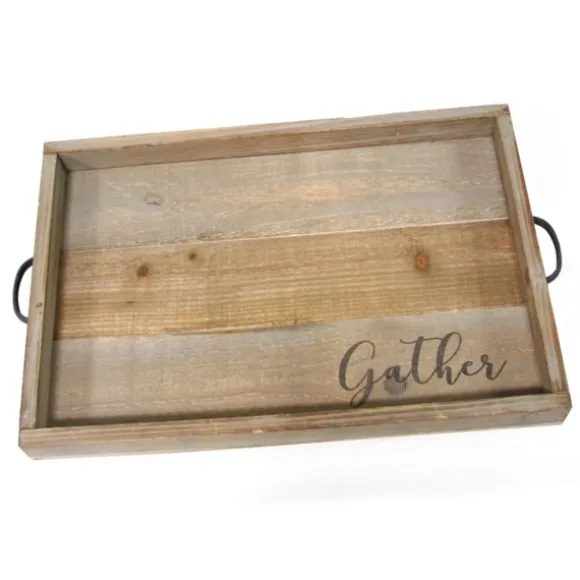 Kirkland's Home Decorative Trays-Gather Wooden Tray