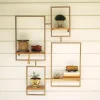 Kirkland's Home Shelves-Geometric Honey Mango Wood Wall Shelves
