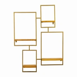 Kirkland's Home Shelves-Geometric Honey Mango Wood Wall Shelves