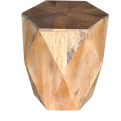 Kirkland's Home Accent & End Tables-Geometric Mango Wood Accent Table