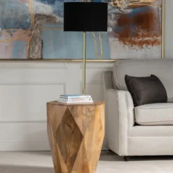 Kirkland's Home Accent & End Tables-Geometric Mango Wood Accent Table