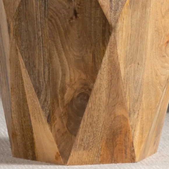 Kirkland's Home Accent & End Tables-Geometric Mango Wood Accent Table