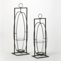 Kirkland's Home Sconces-Geometric Oval 2-Pc. Hurricane Sconce Set