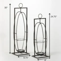 Kirkland's Home Sconces-Geometric Oval 2-Pc. Hurricane Sconce Set