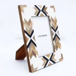 Kirkland's Home Picture Frames-Geometric Pattern Wood Picture Frame, 4X6