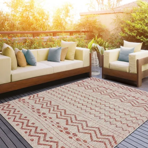 Kirkland's Home Outdoor Rugs-Geometric Stripe Sun Shower Outdoor Area Rug, 7X9