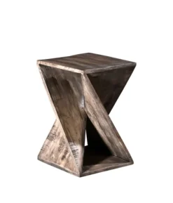 Kirkland's Home Accent & End Tables-Geometric Twist Wood Accent Table