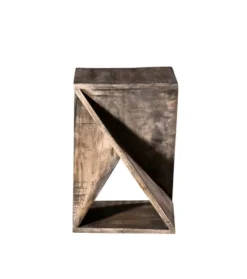 Kirkland's Home Accent & End Tables-Geometric Twist Wood Accent Table