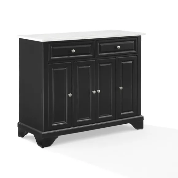 Kirkland's Home Kitchen Islands & Bar Carts-Gia Black And White Marble Kitchen Island