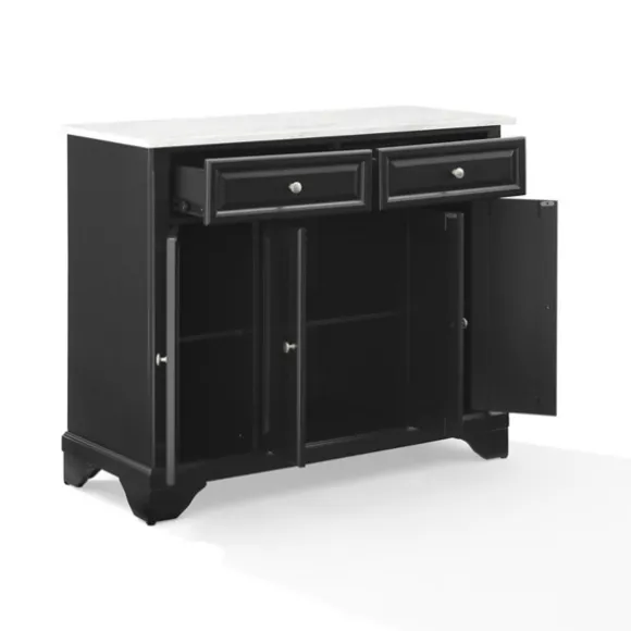 Kirkland's Home Kitchen Islands & Bar Carts-Gia Black And White Marble Kitchen Island
