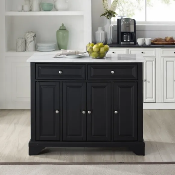 Kirkland's Home Kitchen Islands & Bar Carts-Gia Black And White Marble Kitchen Island