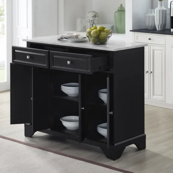Kirkland's Home Kitchen Islands & Bar Carts-Gia Black And White Marble Kitchen Island