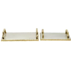 Kirkland's Home Decorative Trays-Gilded White Ceramic Trays, Set Of 2