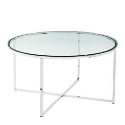 Kirkland's Home Coffee Tables-Glass & Chrome X-Base Coffee Table