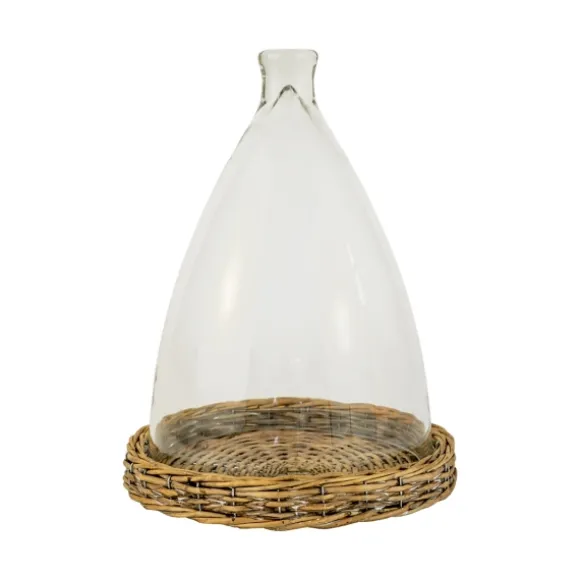 Kirkland's Home Decorative Accents-Glass And Wicker Base Cloche
