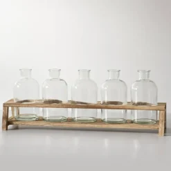 Kirkland's Home Vases-Glass Bottle Vase And Crate 5-Pc. Set