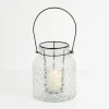 Kirkland's Home Lanterns-Glass Pressed And Metal Insert Lantern