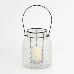 Kirkland's Home Lanterns-Glass Pressed And Metal Insert Lantern
