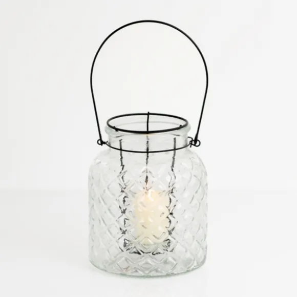 Kirkland's Home Lanterns-Glass Pressed And Metal Insert Lantern