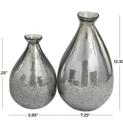 Kirkland's Home Vases-Glass Teardrop Textured Vases, Set Of 2