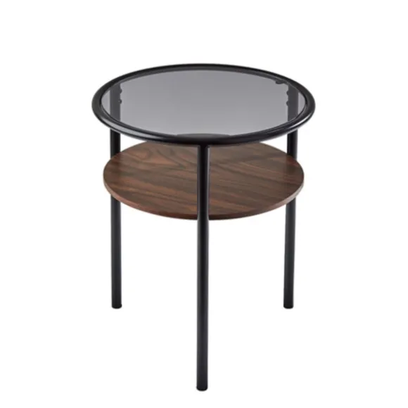 Kirkland's Home Accent & End Tables-Glass Top Accent Table With Wood Shelf
