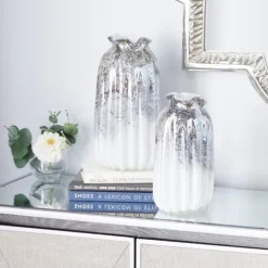 Kirkland's Home Vases-Glazed Gray Glass Vases, Set Of 2