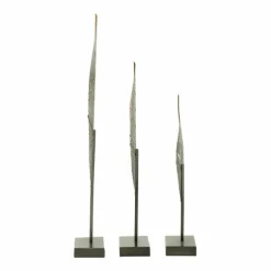 Kirkland's Home Statues & Figurines-Gold And Black Metal Leaf Statues, Set Of 3