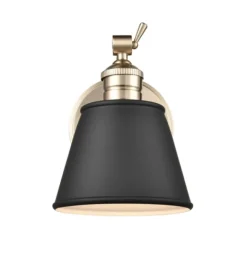 Kirkland's Home Sconces-Gold And Black Metal Tapered Shade Wall Sconce
