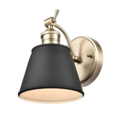 Kirkland's Home Sconces-Gold And Black Metal Tapered Shade Wall Sconce