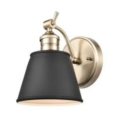 Kirkland's Home Sconces-Gold And Black Metal Tapered Shade Wall Sconce