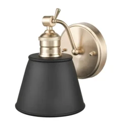 Kirkland's Home Sconces-Gold And Black Metal Tapered Shade Wall Sconce