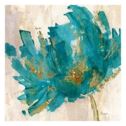 Kirkland's Home Canvas Art-Gold And Turquoise Flower Giclee Canvas Art Print