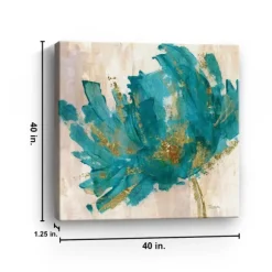 Kirkland's Home Canvas Art-Gold And Turquoise Flower Giclee Canvas Art Print